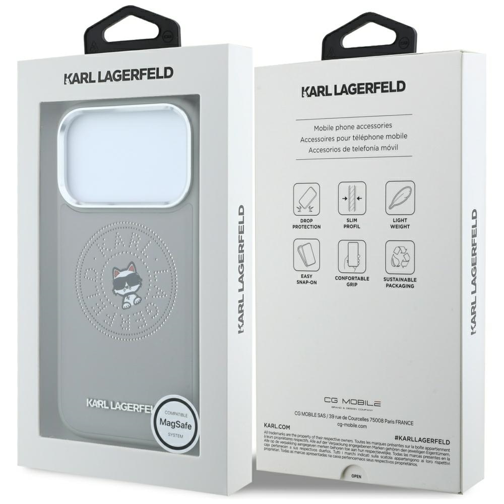Karl Lagerfeld Point & Choupette Sketch MagSafe-etui til iPhone 18 Pro Max / 17 Pro Max – Grå
