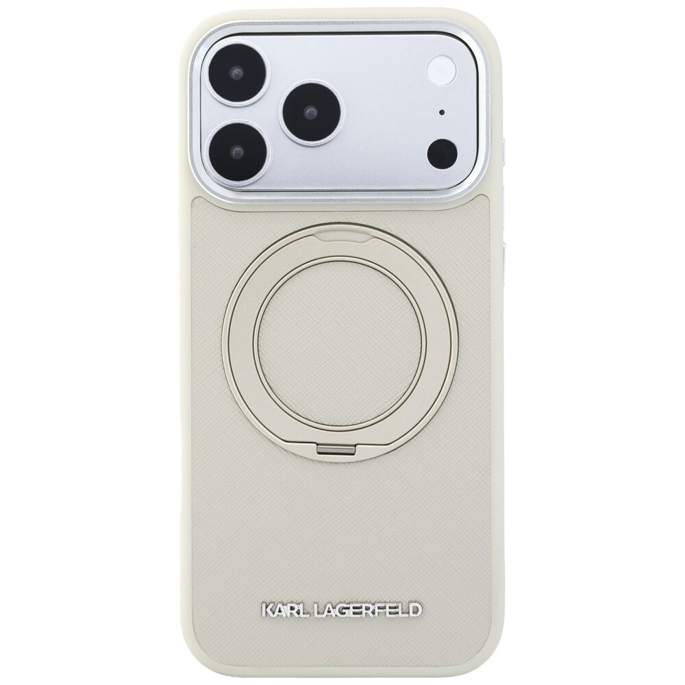 Karl Lagerfeld Ring Stand 360 Saffiano Classic Logo MagSafe-etui iPhone 18/17 Pro Max – beige