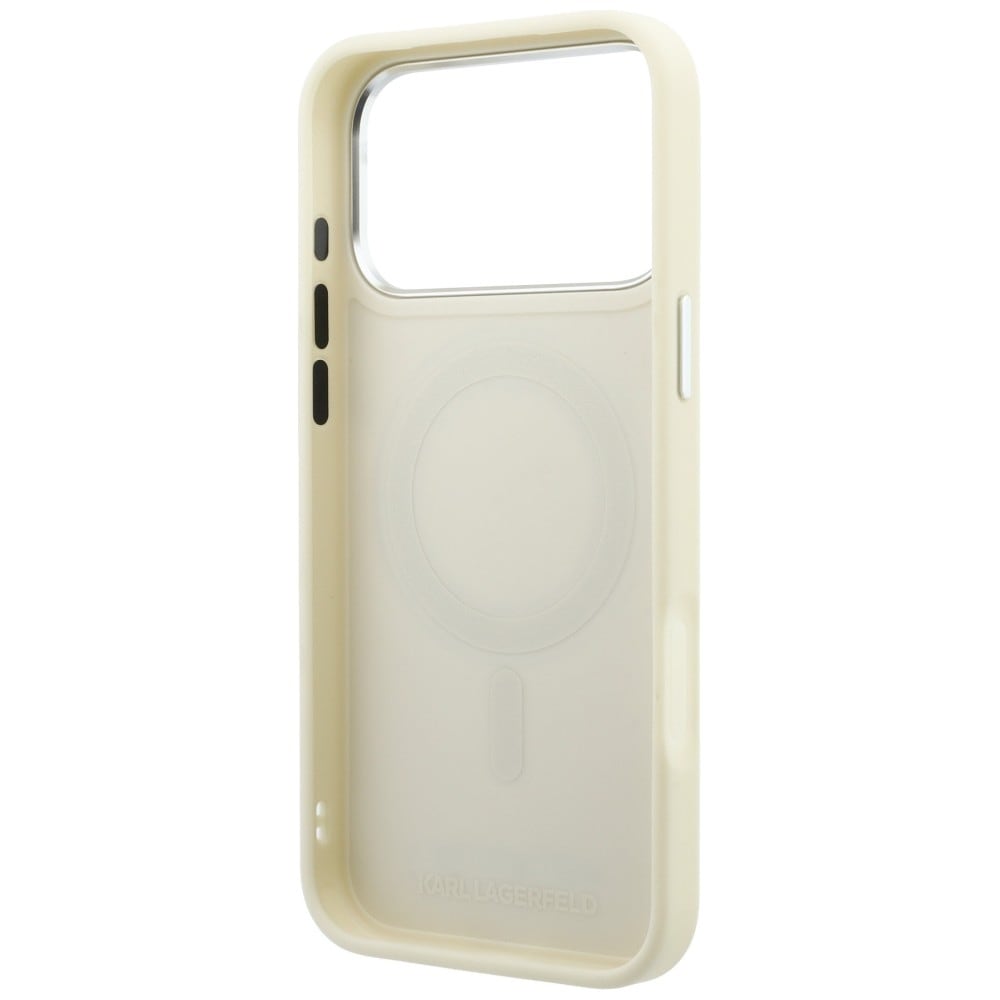 Karl Lagerfeld Ring Stand 360 Saffiano Classic Logo MagSafe-etui iPhone 18/17 Pro Max – beige
