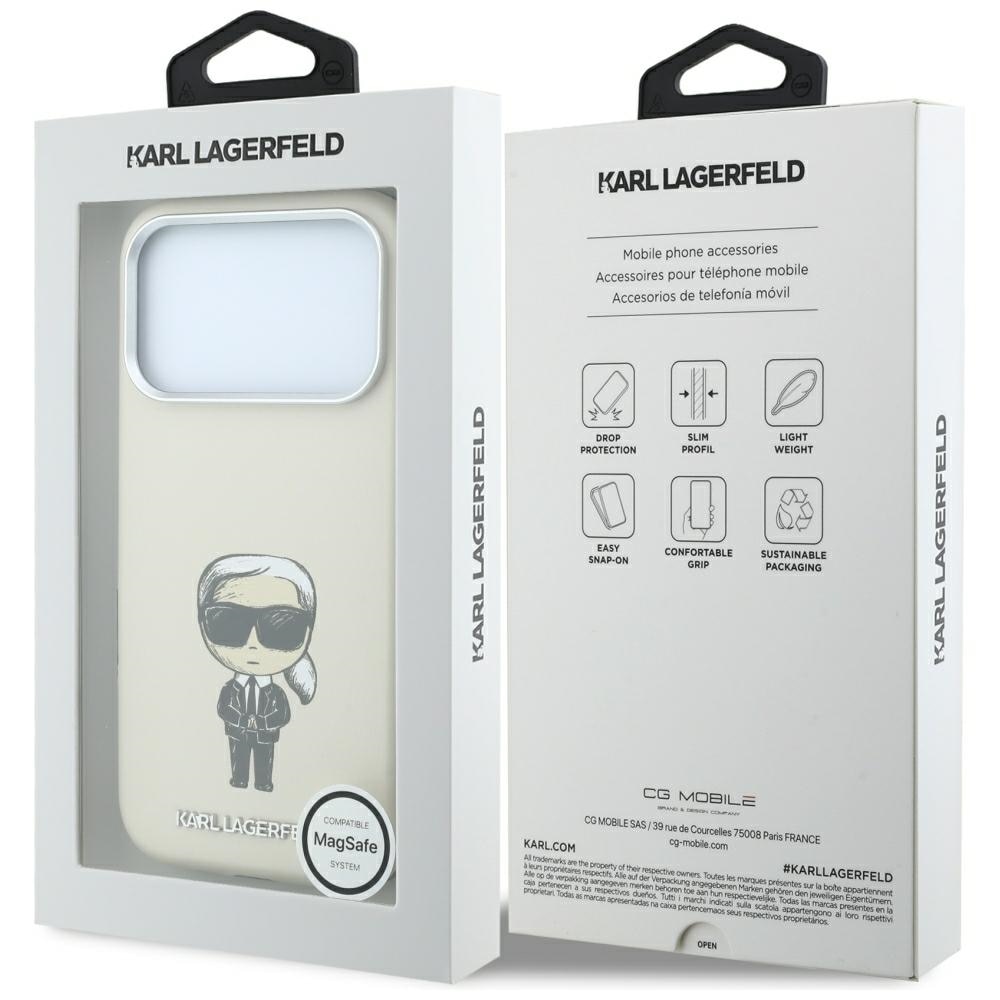 Karl Lagerfeld Smooth Ikonik Sketch MagSafe-etui til iPhone 18 Pro Max / 17 Pro Max – beige