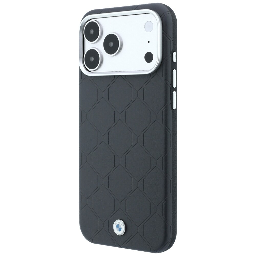 BMW Sign MagSafe-etui med præget, quiltet metal-logo til iPhone 18 Pro / 17 Pro – mørkegrå