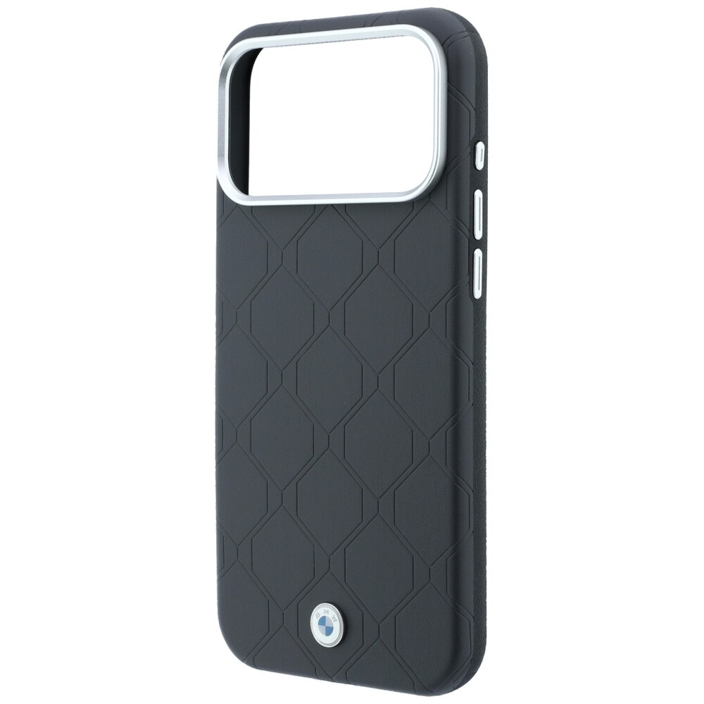 BMW Sign MagSafe-etui med præget, quiltet metal-logo til iPhone 18 Pro / 17 Pro – mørkegrå