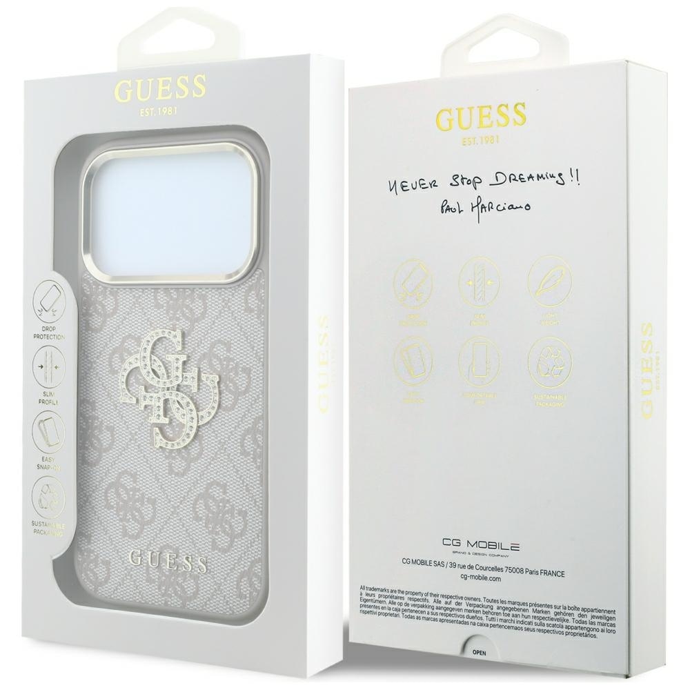 Guess 4G & Big Strass Logo-etui til iPhone 18 Pro Max / 17 Pro Max – lyserød