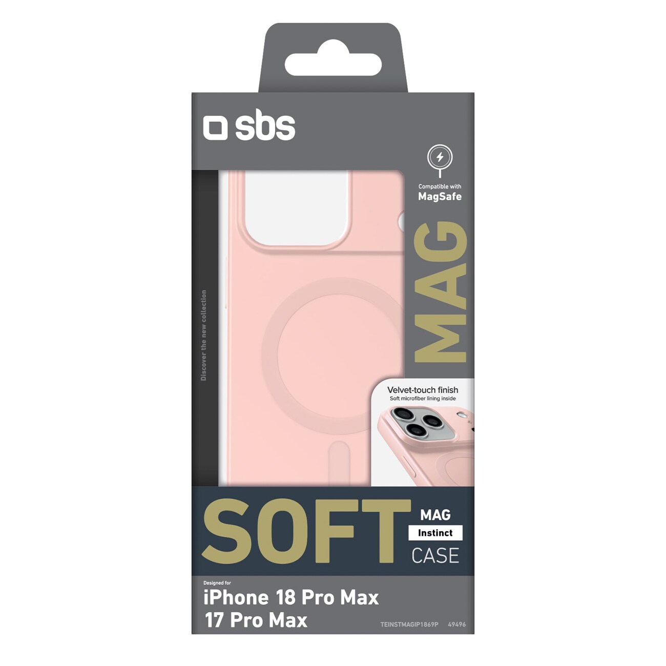 SBS Instinct Mag-etui til iPhone 18 Pro Max / 17 Pro Max – kompatibelt med MagSafe – lyserød