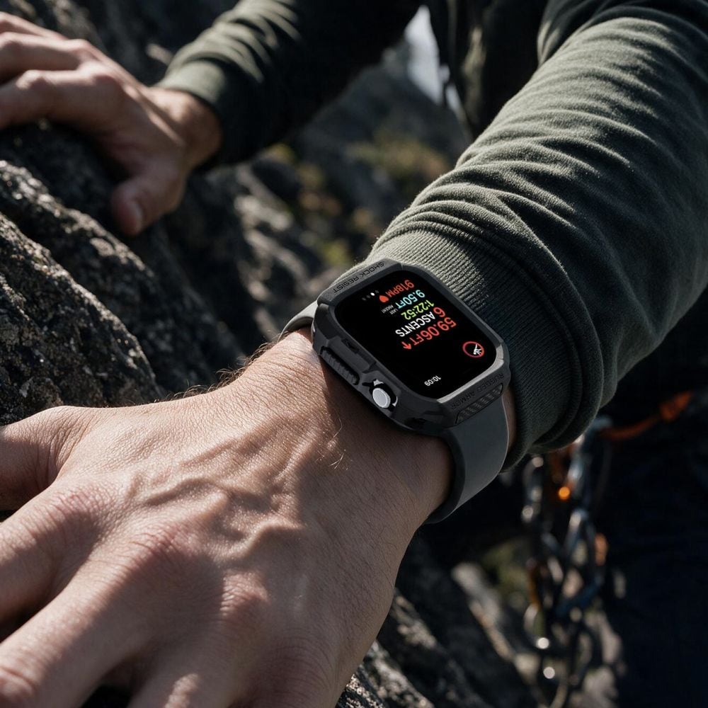 Spigen Rugged Armor-etui til Apple Watch 46 mm – mat sort