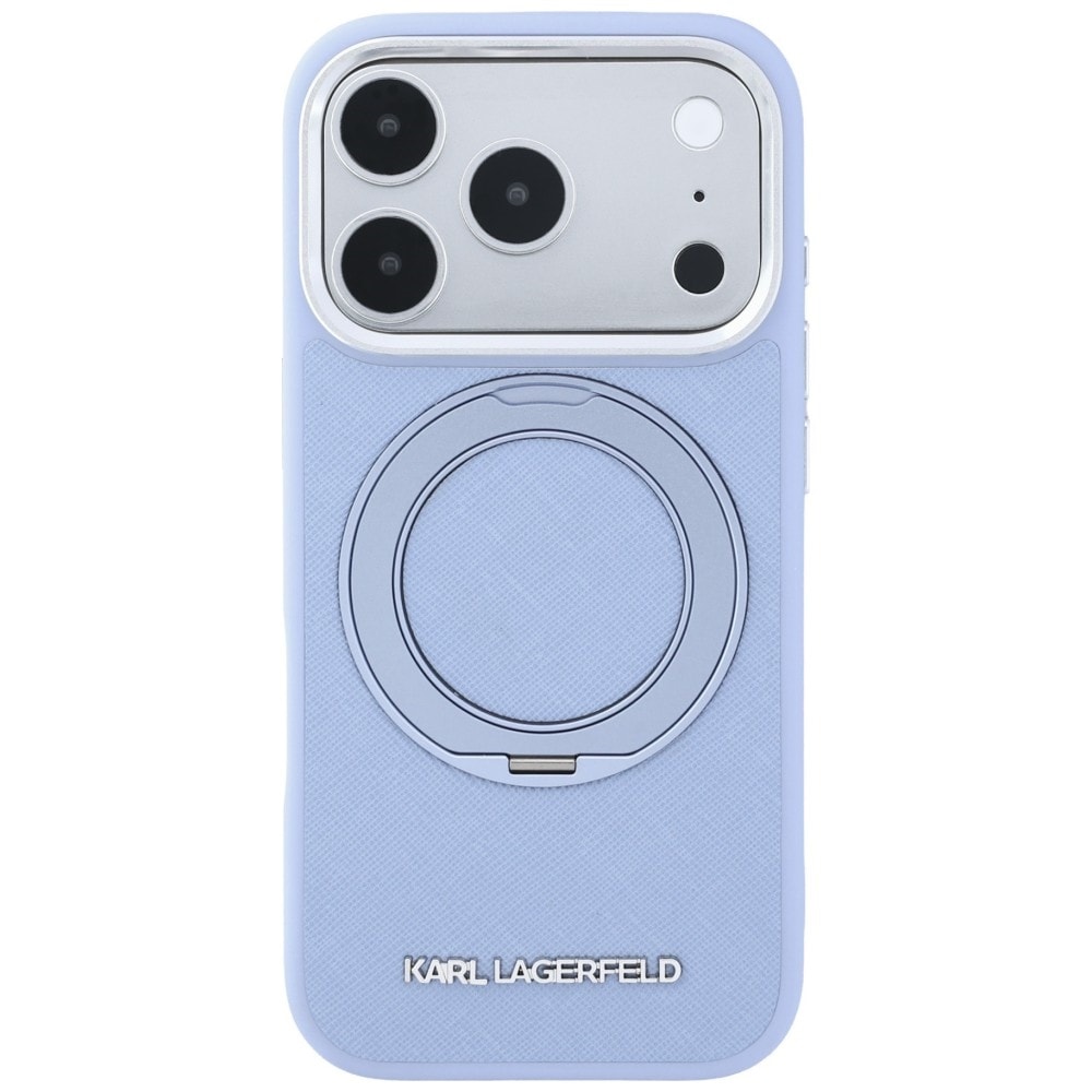 Karl Lagerfeld Ring Stand 360 Saffiano Classic Logo MagSafe-etui til iPhone 18/17 Pro – lyseblå