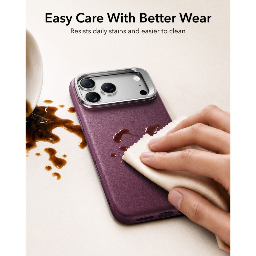 ESR Atelier Kickstand MagSafe-etui til iPhone 18 Pro / 17 Pro – burgunder