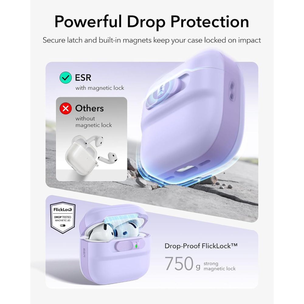 ESR Pulse HaloLock MagSafe-etui til Apple AirPods 4 / 5 – lilla