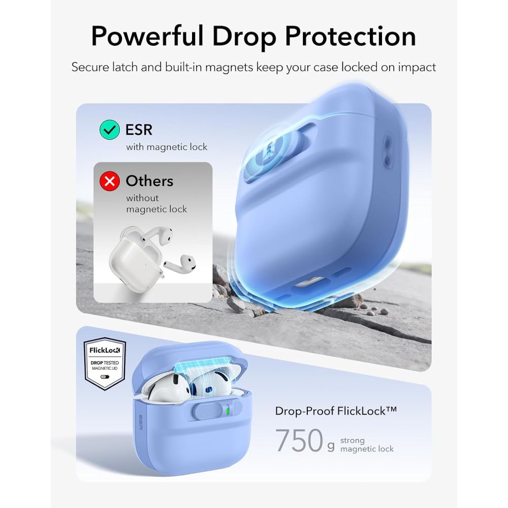 ESR Pulse HaloLock MagSafe-etui til Apple AirPods 4 / 5 – lyseblå