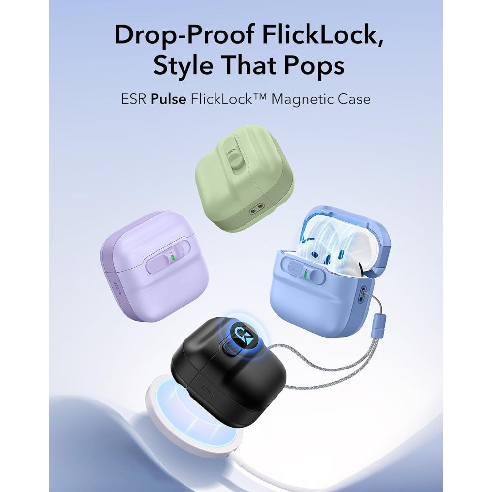 ESR Pulse HaloLock MagSafe-etui til Apple AirPods 4 / 5 – lyseblå