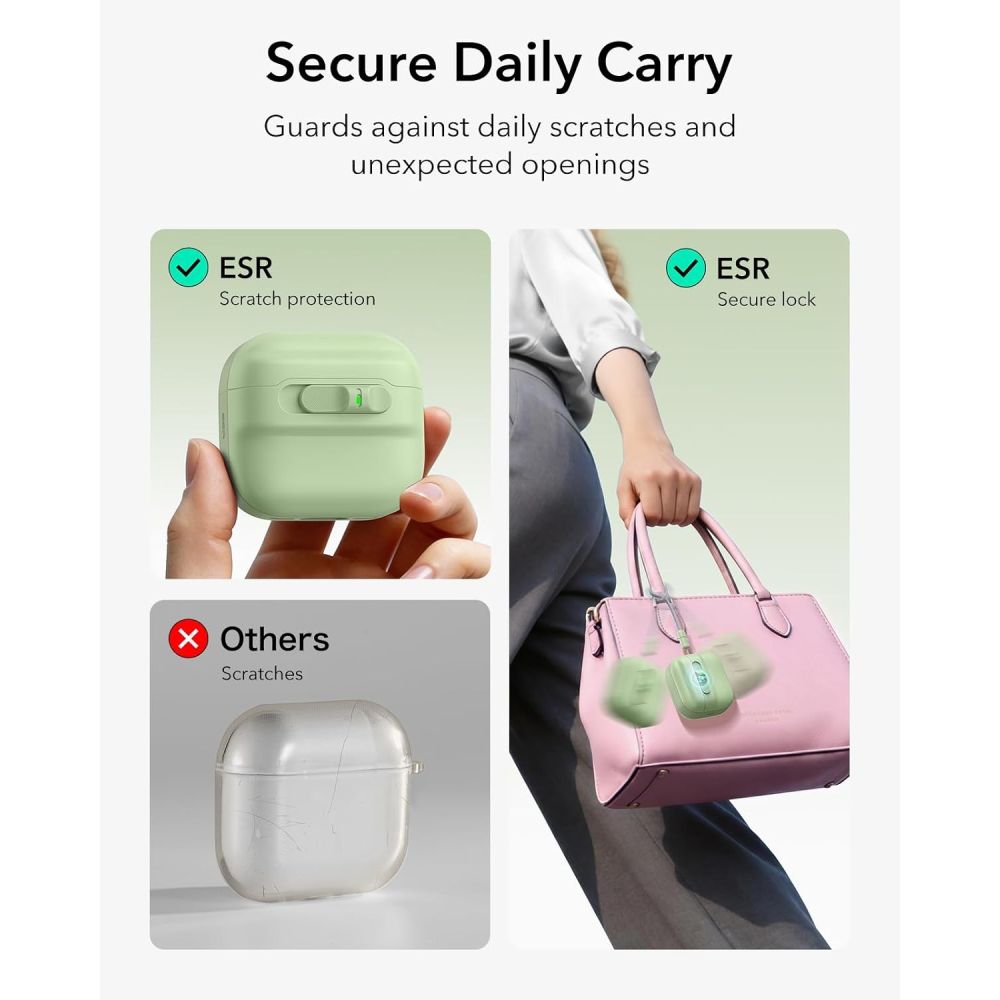 ESR Pulse HaloLock MagSafe-etui til Apple AirPods 4 / 5 – lysegrøn