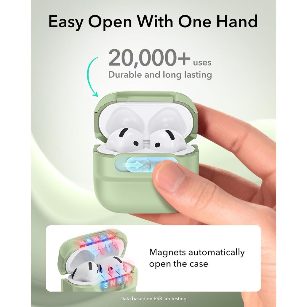 ESR Pulse HaloLock MagSafe-etui til Apple AirPods 4 / 5 – lysegrøn