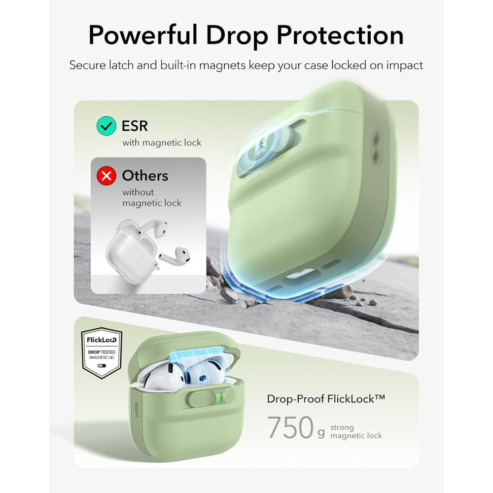 ESR Pulse HaloLock MagSafe-etui til Apple AirPods 4 / 5 – lysegrøn