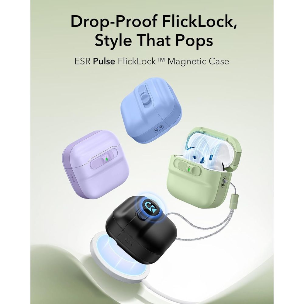 ESR Pulse HaloLock MagSafe-etui til Apple AirPods 4 / 5 – lysegrøn
