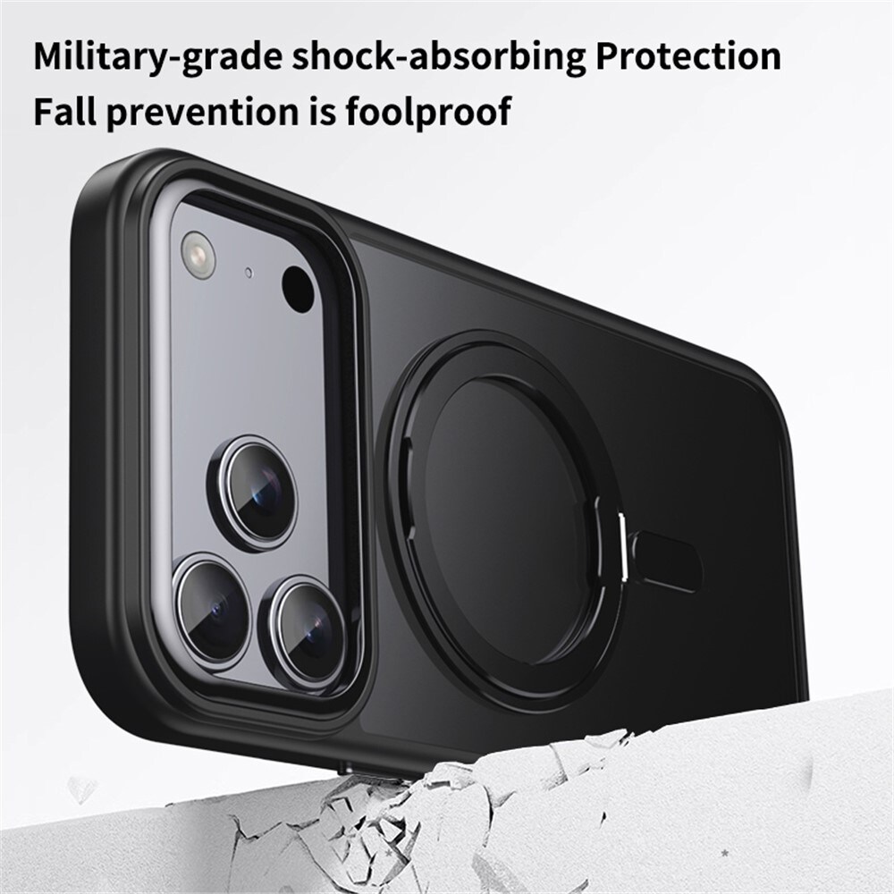 Magnetfodral med vridbart stativ för iPhone 18/17 Pro Max i TPU/akryl med MagSafe – svart