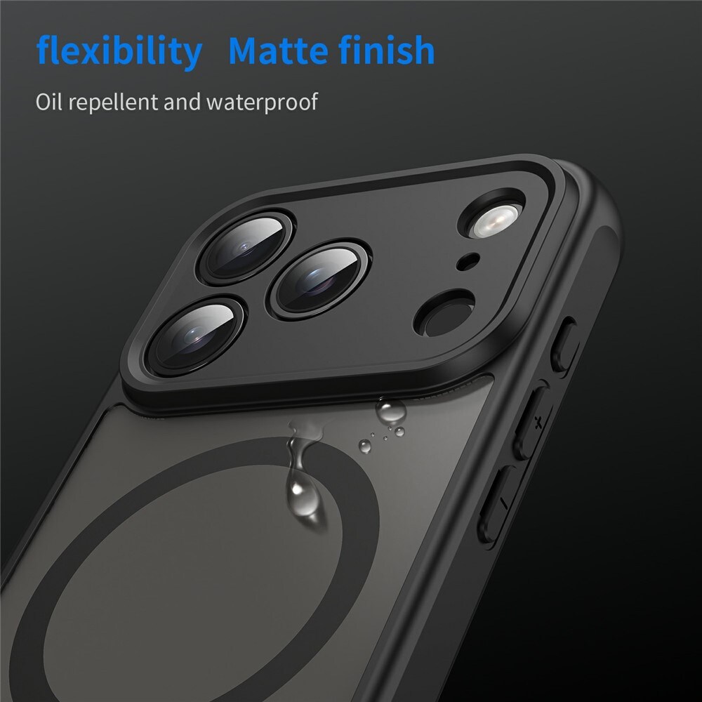 iPhone 18 Pro / 17 Pro PC TPU magnetiskt matt skal, stötsäkert – svart