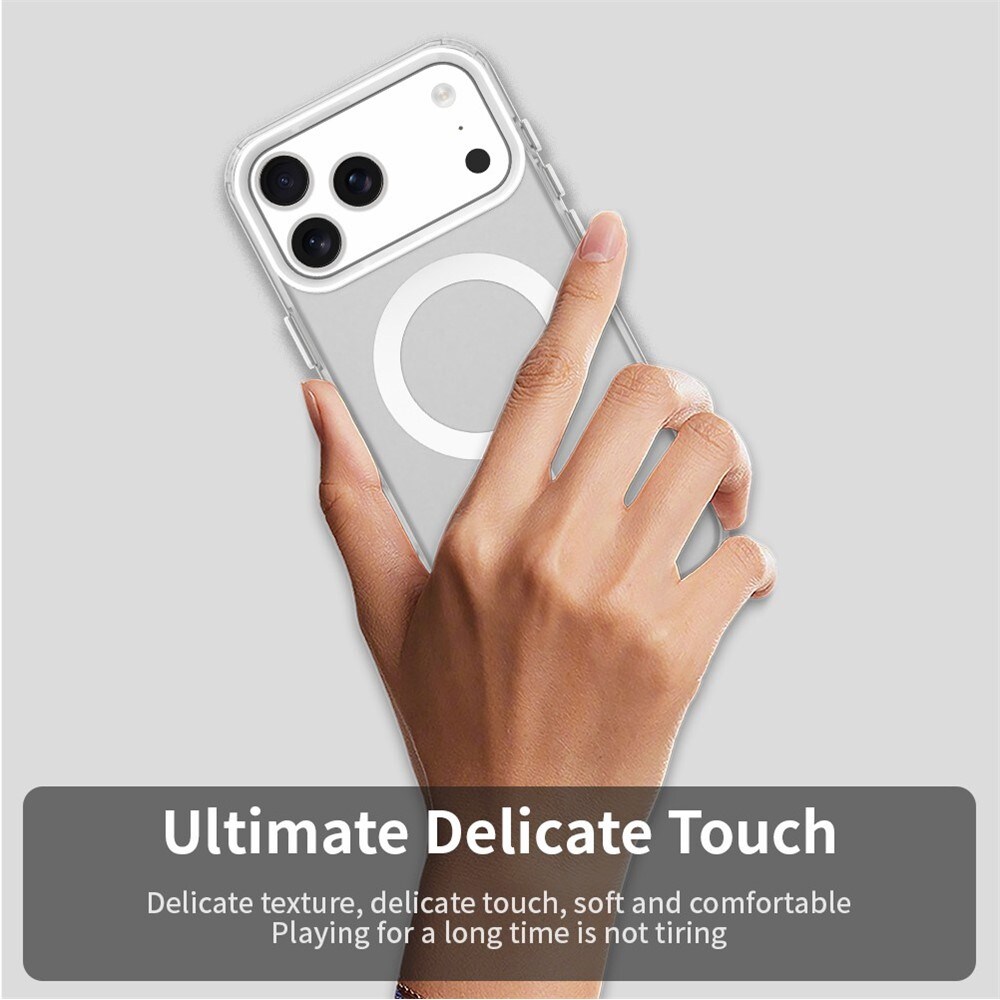 Magnetiskt skyddsfodral för iPhone 18 Pro / 17 Pro – fallskyddande hybridskal – vitt