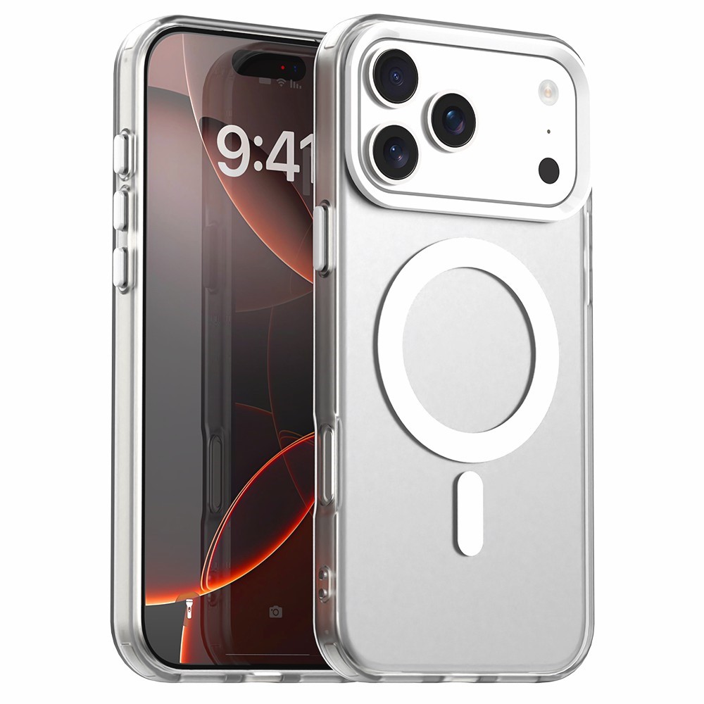 iPhone 18 Pro Max / 17 Pro Max PC/PET/TPU-hybridfodral med magnetfäste – vitt