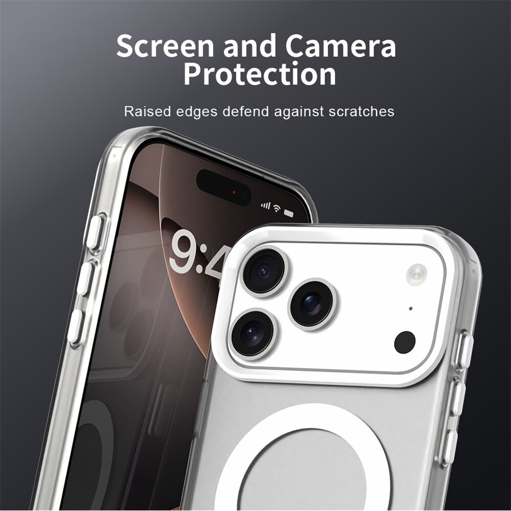 iPhone 18 Pro Max / 17 Pro Max PC/PET/TPU-hybridfodral med magnetfäste – vitt