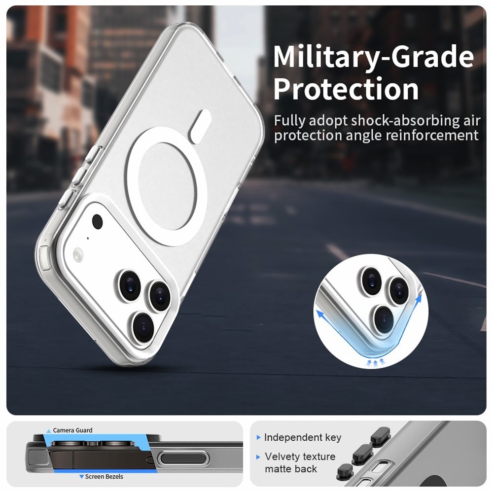 iPhone 18 Pro Max / 17 Pro Max PC/PET/TPU-hybridfodral med magnetfäste – vitt