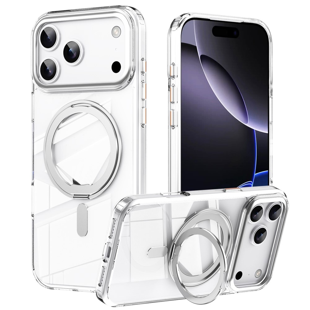 Magnetfodral med vridbart stativ för iPhone 18 Pro Max / 17 Pro Max, TPU och akryl, MagSafe – vitt