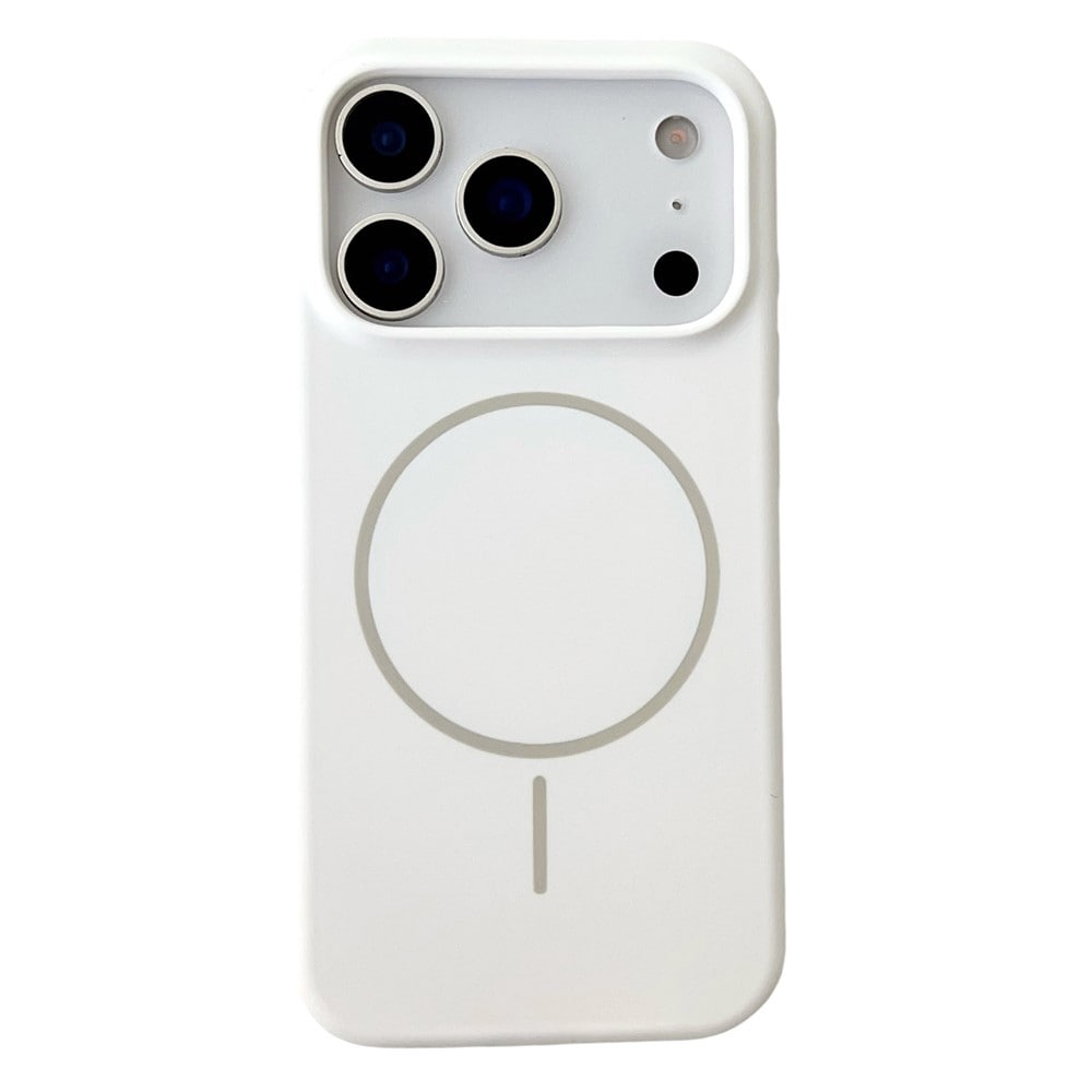 Magnetiskt skal i flytande silikon med fallskydd för iPhone 18 Pro / 17 Pro – vitt