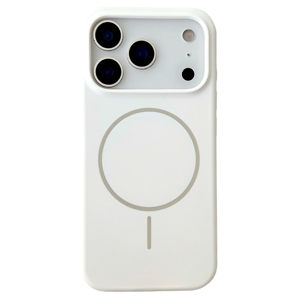 För iPhone 18 Pro Max / 17 Pro Max – magnetiskt skal i flytande silikon som skyddar mot fall – vitt