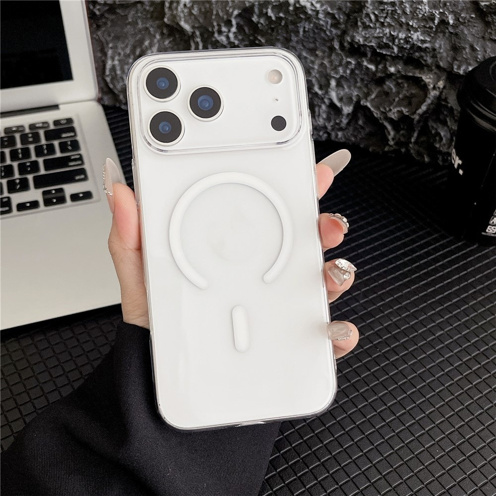 MagSafe-kompatibelt PC-fodral för iPhone 18 Pro / 17 Pro – transparent vitt