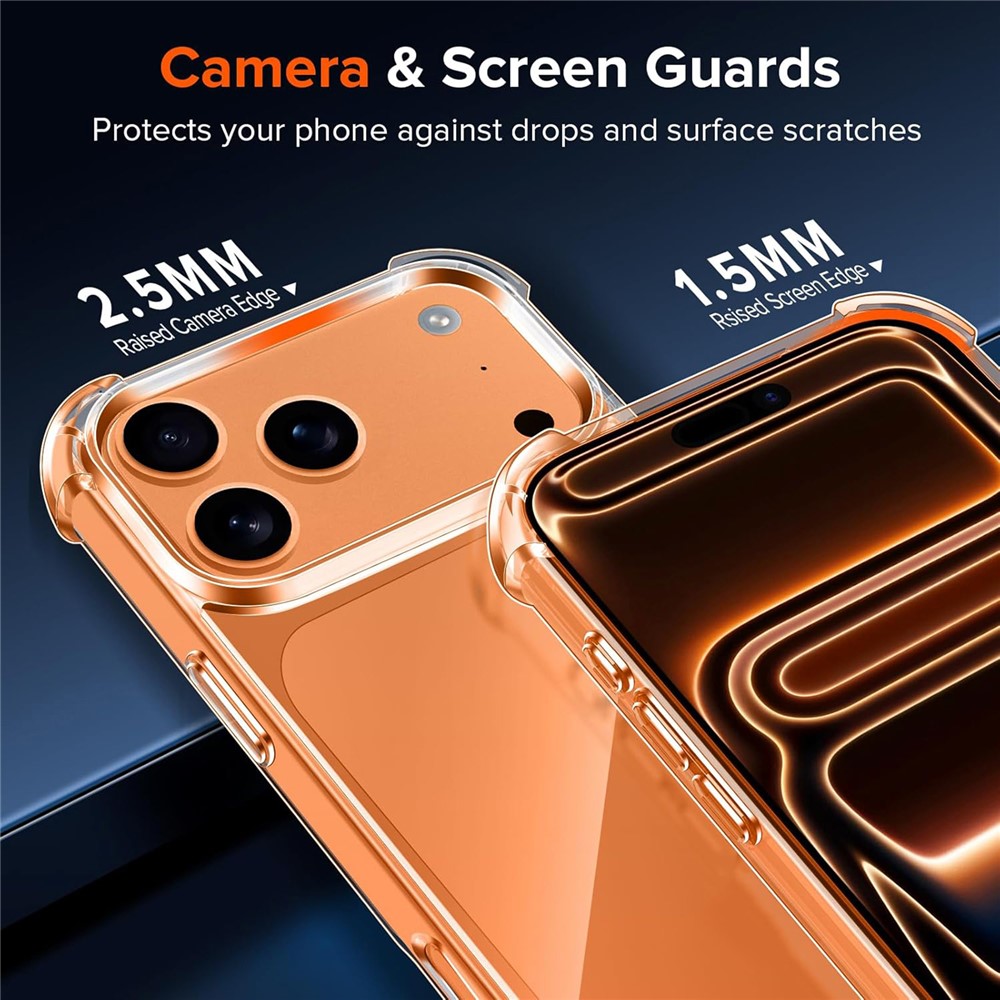 Hybridfodral i akryl och TPU för iPhone 18 Pro / 17 Pro med kameraskydd – transparent