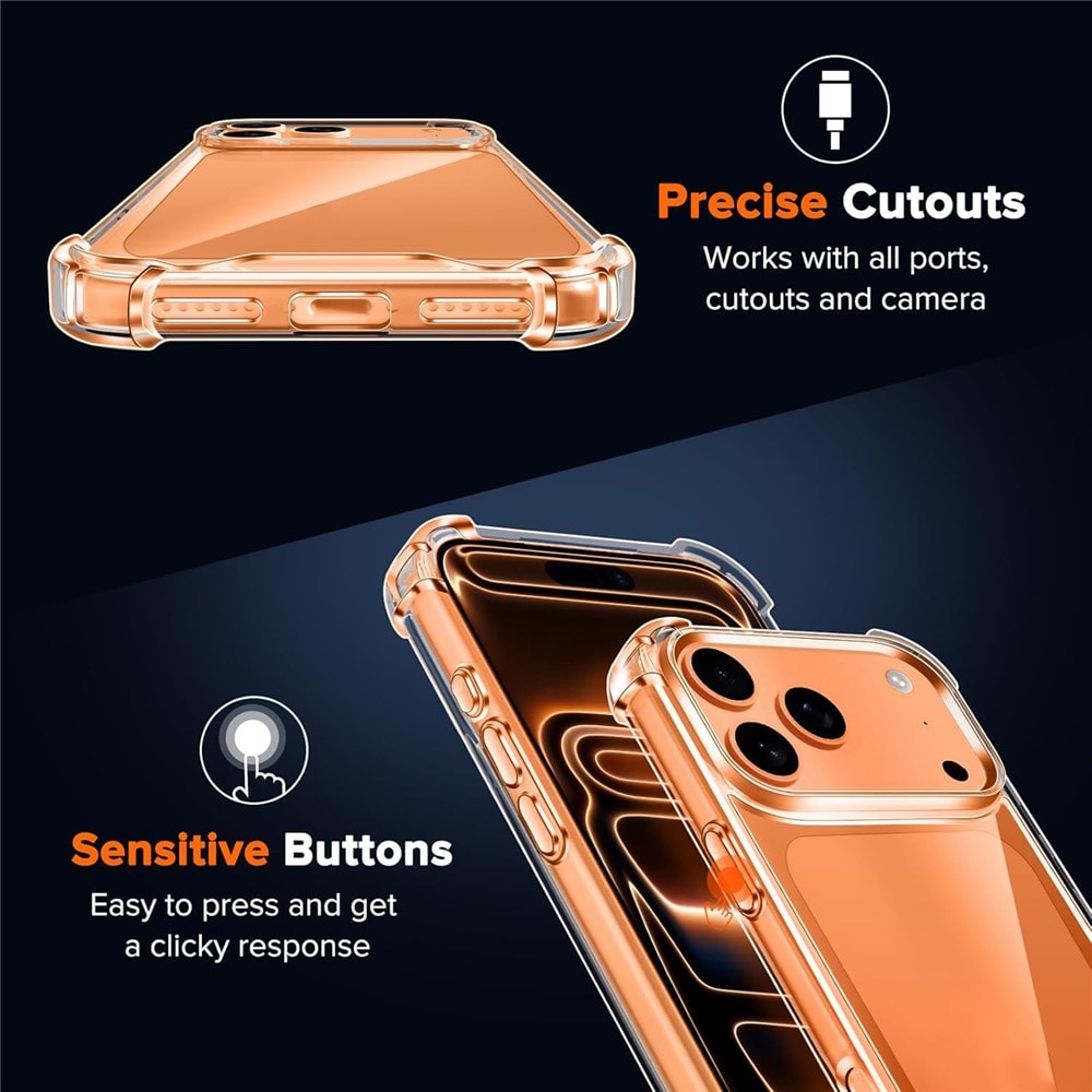 Hybridfodral i akryl och TPU för iPhone 18 Pro Max / 17 Pro Max med kameraskydd – genomskinligt