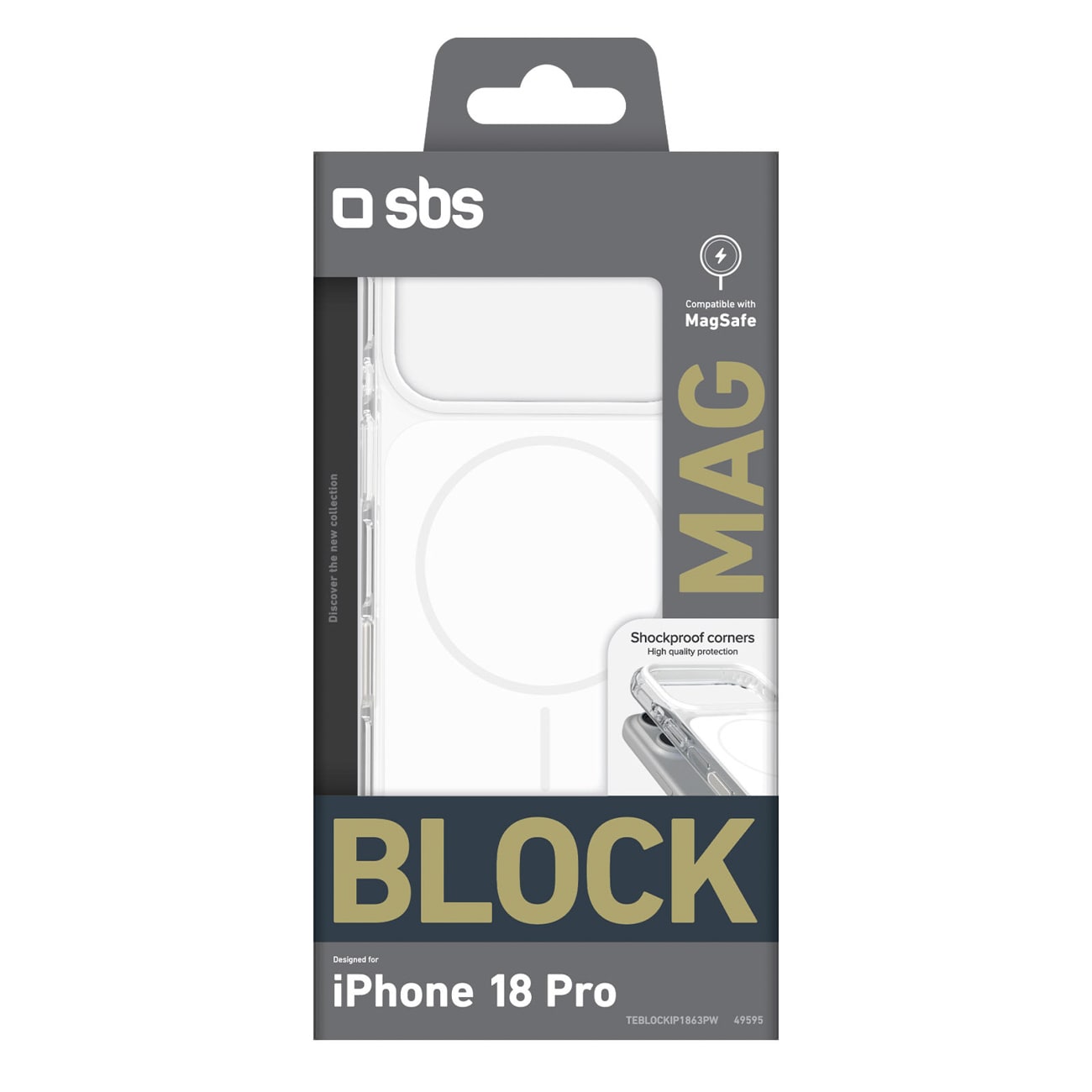 SBS Block-fodral för iPhone 18 Pro, MagSafe-kompatibelt – vitt