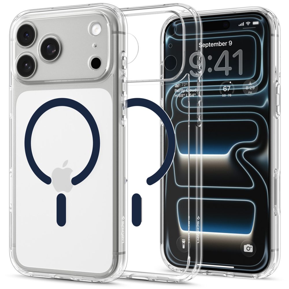 Spigen Ultra Hybrid MagSafe-fodral för iPhone 18 Pro / 17 Pro – Klar marinblå