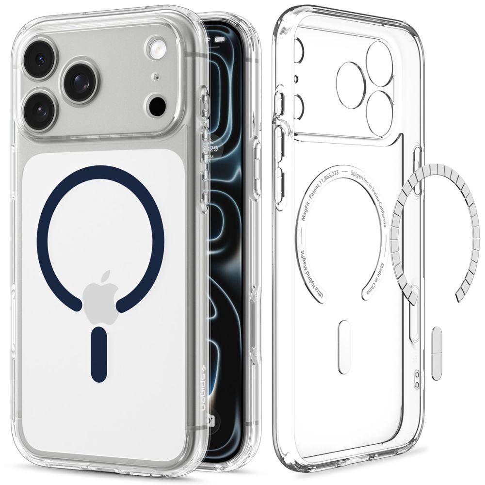 Spigen Ultra Hybrid MagSafe-fodral för iPhone 18 Pro / 17 Pro – Klar marinblå