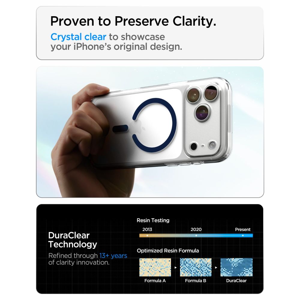 Spigen Ultra Hybrid MagSafe-fodral för iPhone 18 Pro / 17 Pro – Klar marinblå