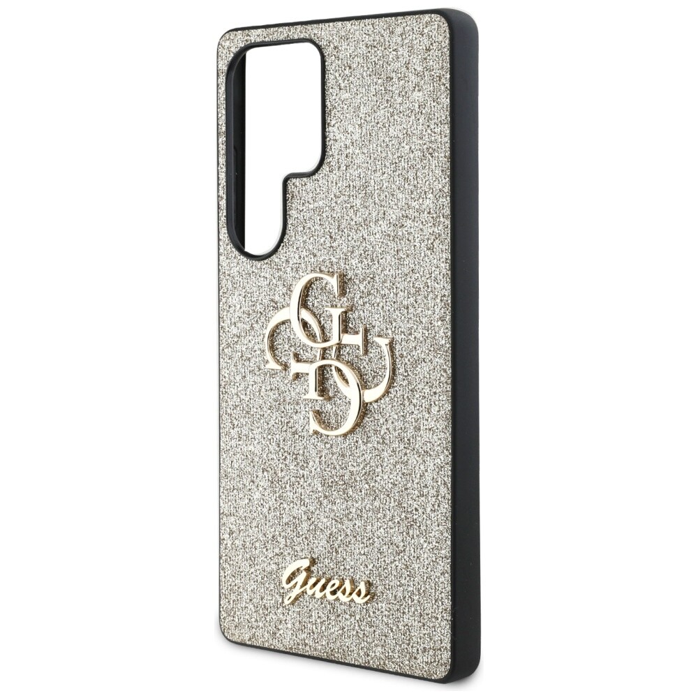 Guess Fixed Glitter Big 4G metallfodral med logotyp för Samsung Galaxy S25 Ultra – guld