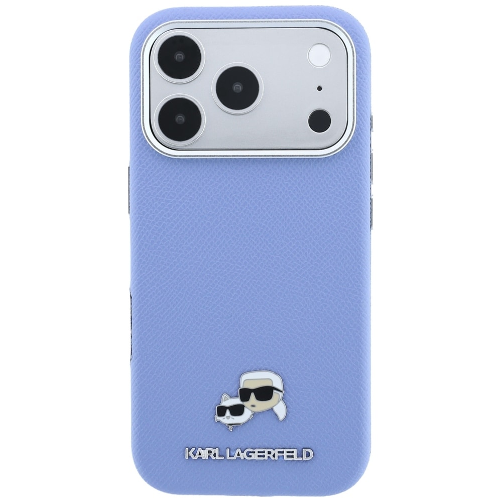Karl Lagerfeld Grained Heads metallfodral med MagSafe för iPhone 18 Pro / 17 Pro – Blå