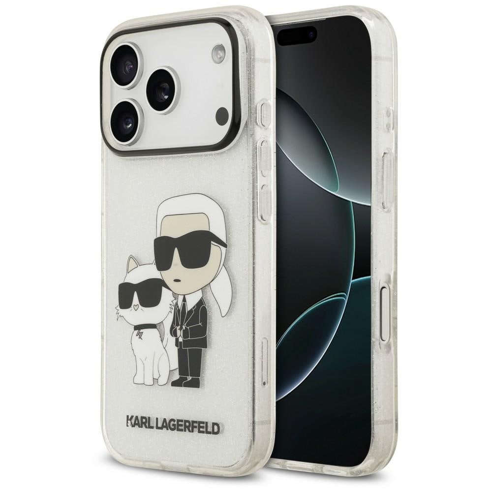 Karl Lagerfeld IML NFT Glitter Karl&Choupette-fodral för iPhone 18 Pro / 17 Pro – Transparent