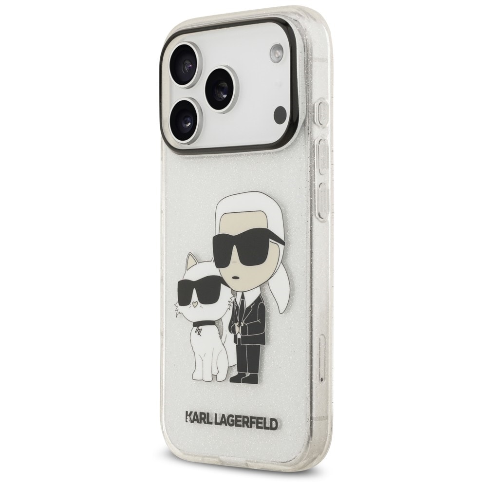 Karl Lagerfeld IML NFT Glitter Karl&Choupette-fodral för iPhone 18 Pro / 17 Pro – Transparent