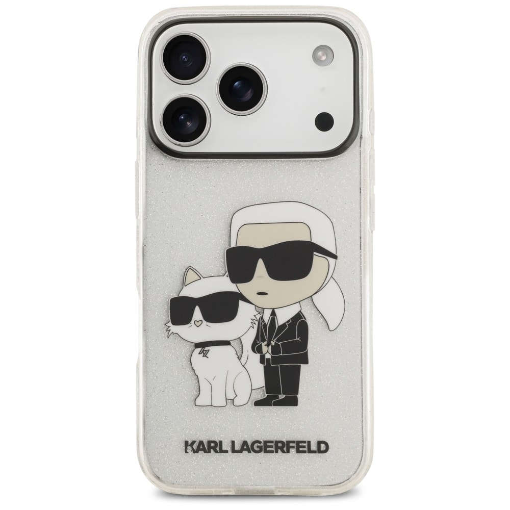 Karl Lagerfeld IML NFT Glitter Karl&Choupette-fodral för iPhone 18 Pro / 17 Pro – Transparent