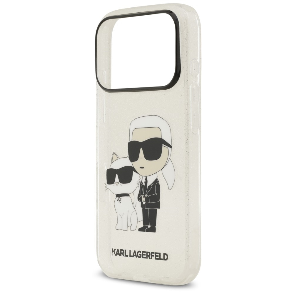 Karl Lagerfeld IML NFT Glitter Karl&Choupette-fodral för iPhone 18 Pro / 17 Pro – Transparent