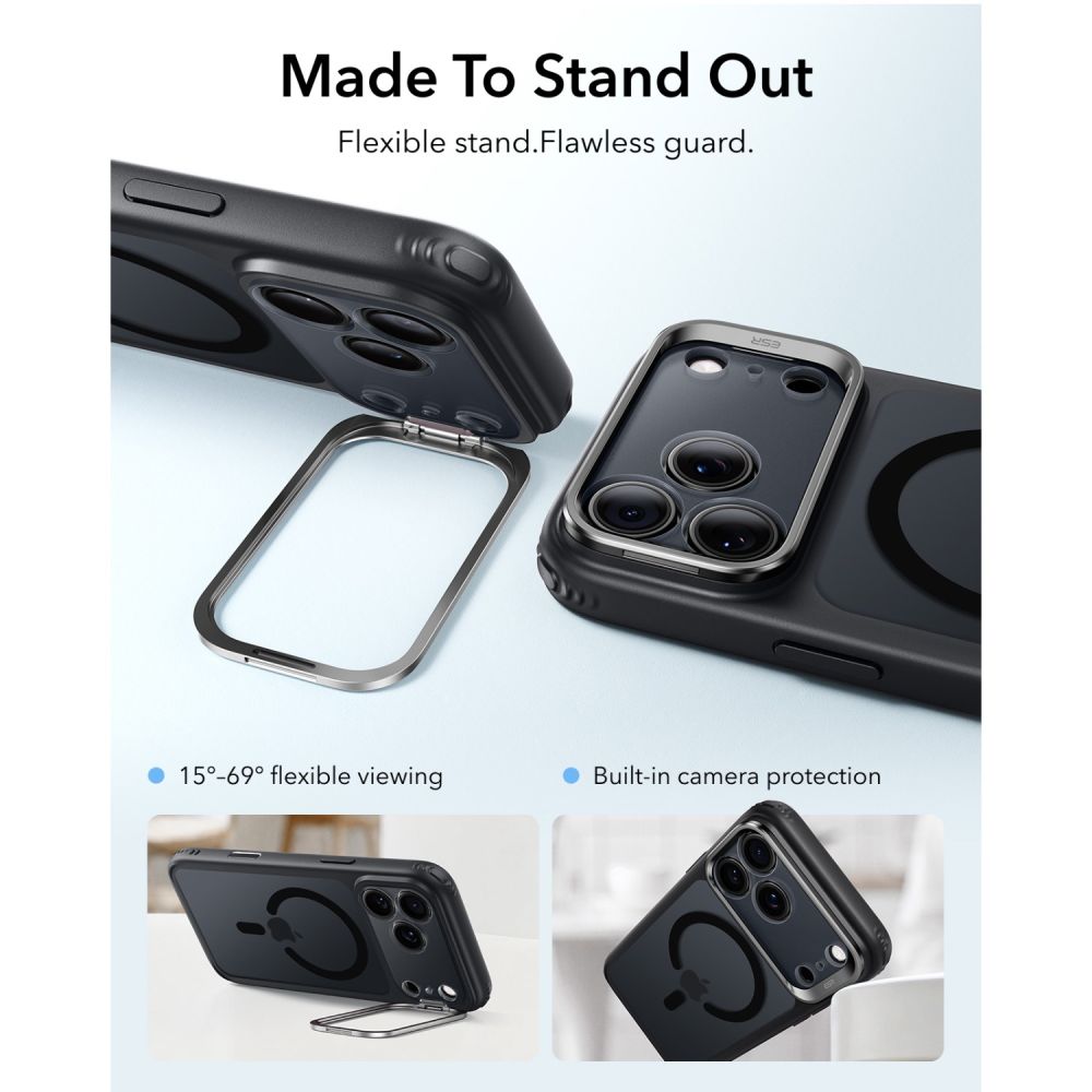 ESR Classic Hybrid-fodral med stöd och MagSafe-anslutning för iPhone 18 Pro / 17 Pro – Svart
