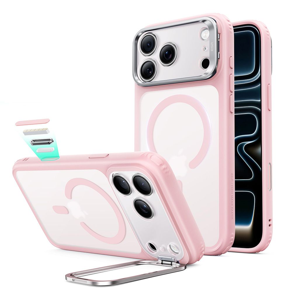 ESR Classic Hybrid-fodral med stöd och MagSafe-anslutning för iPhone 18 Pro / 17 Pro – matt rosa