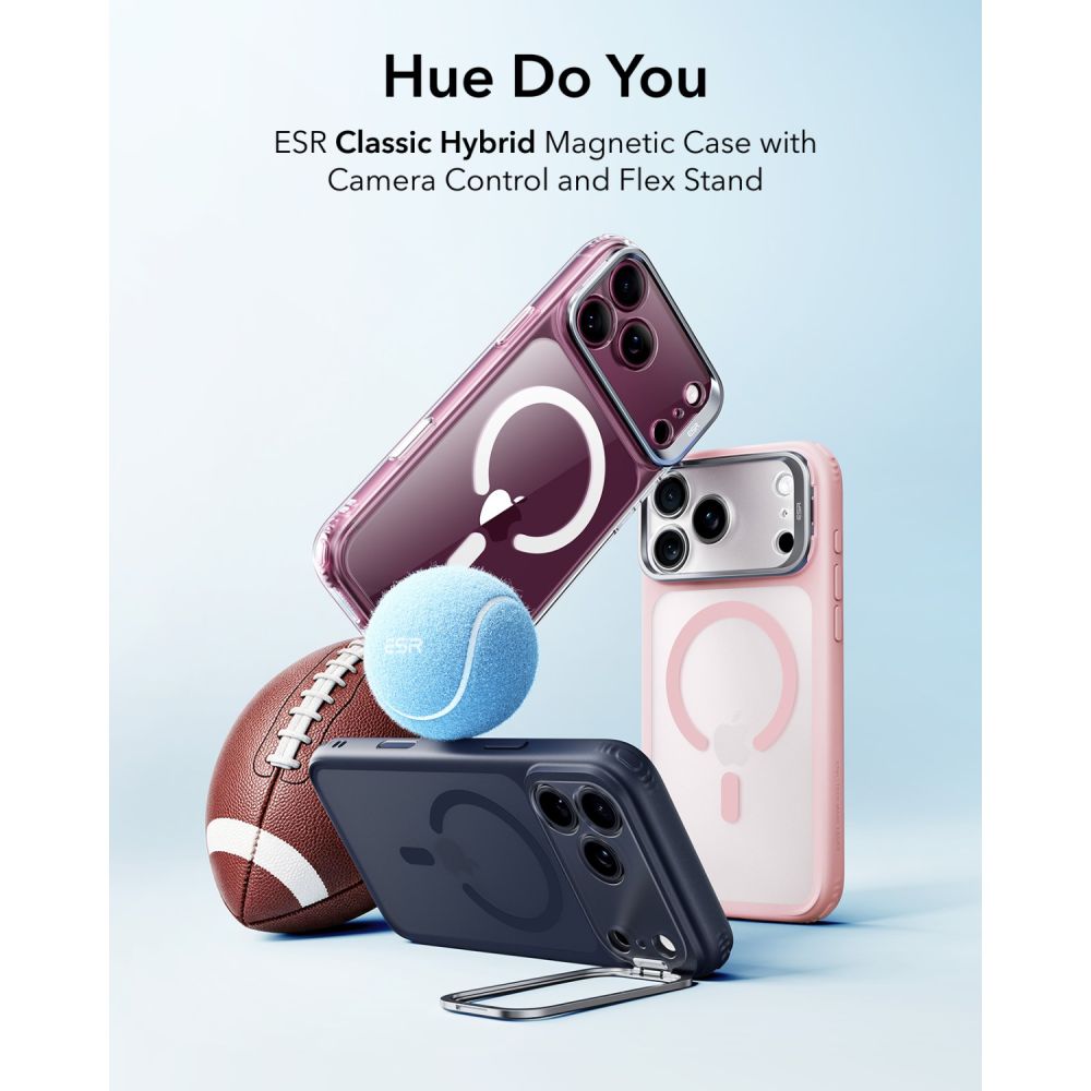 ESR Classic Hybrid-fodral med stöd och MagSafe-anslutning för iPhone 18 Pro / 17 Pro – matt rosa