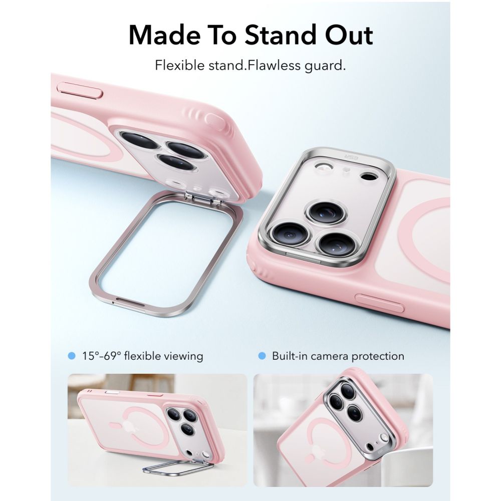 ESR Classic Hybrid-fodral med stöd och MagSafe-anslutning för iPhone 18 Pro / 17 Pro – matt rosa
