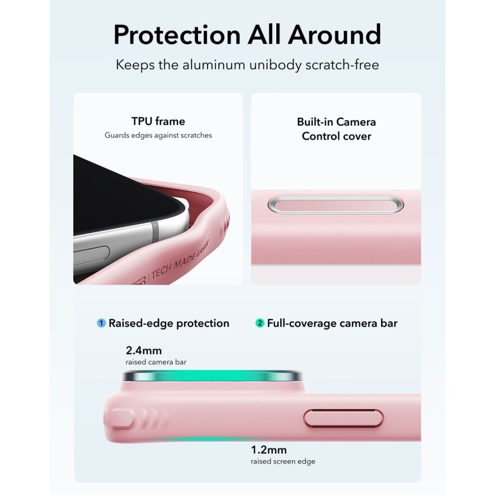 ESR Classic Hybrid-fodral med stöd och MagSafe-anslutning för iPhone 18 Pro / 17 Pro – matt rosa