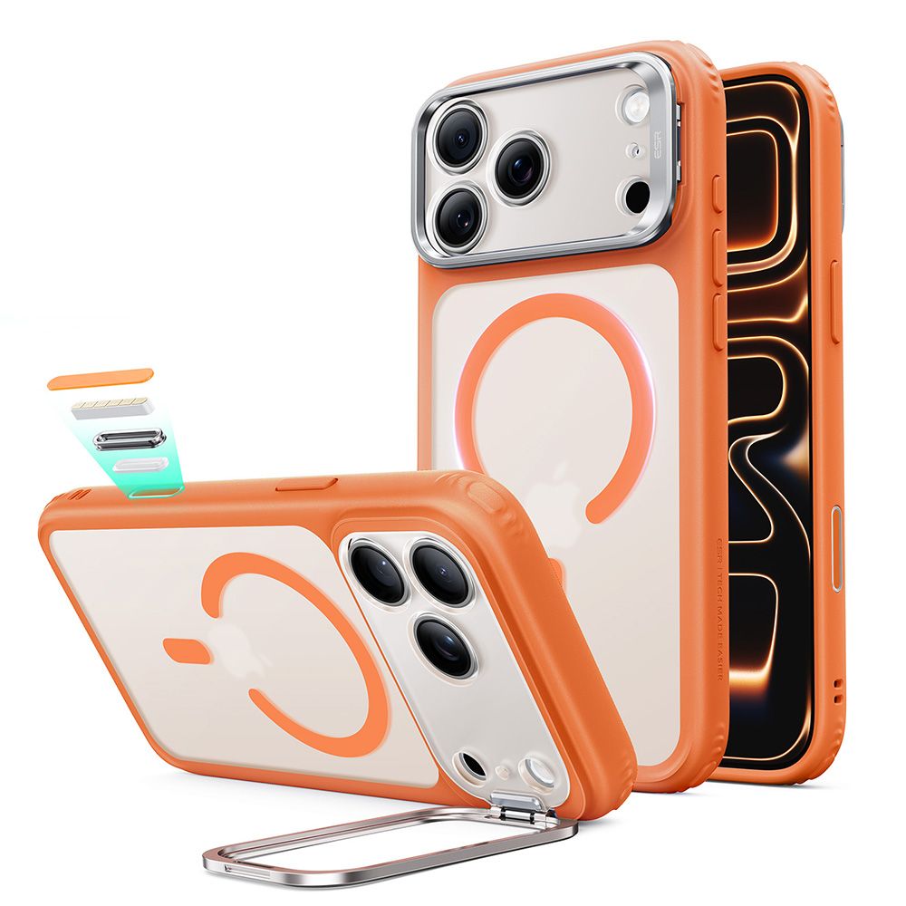 ESR Classic Hybrid-fodral med stöd och MagSafe för iPhone 18 Pro / 17 Pro – matt orange
