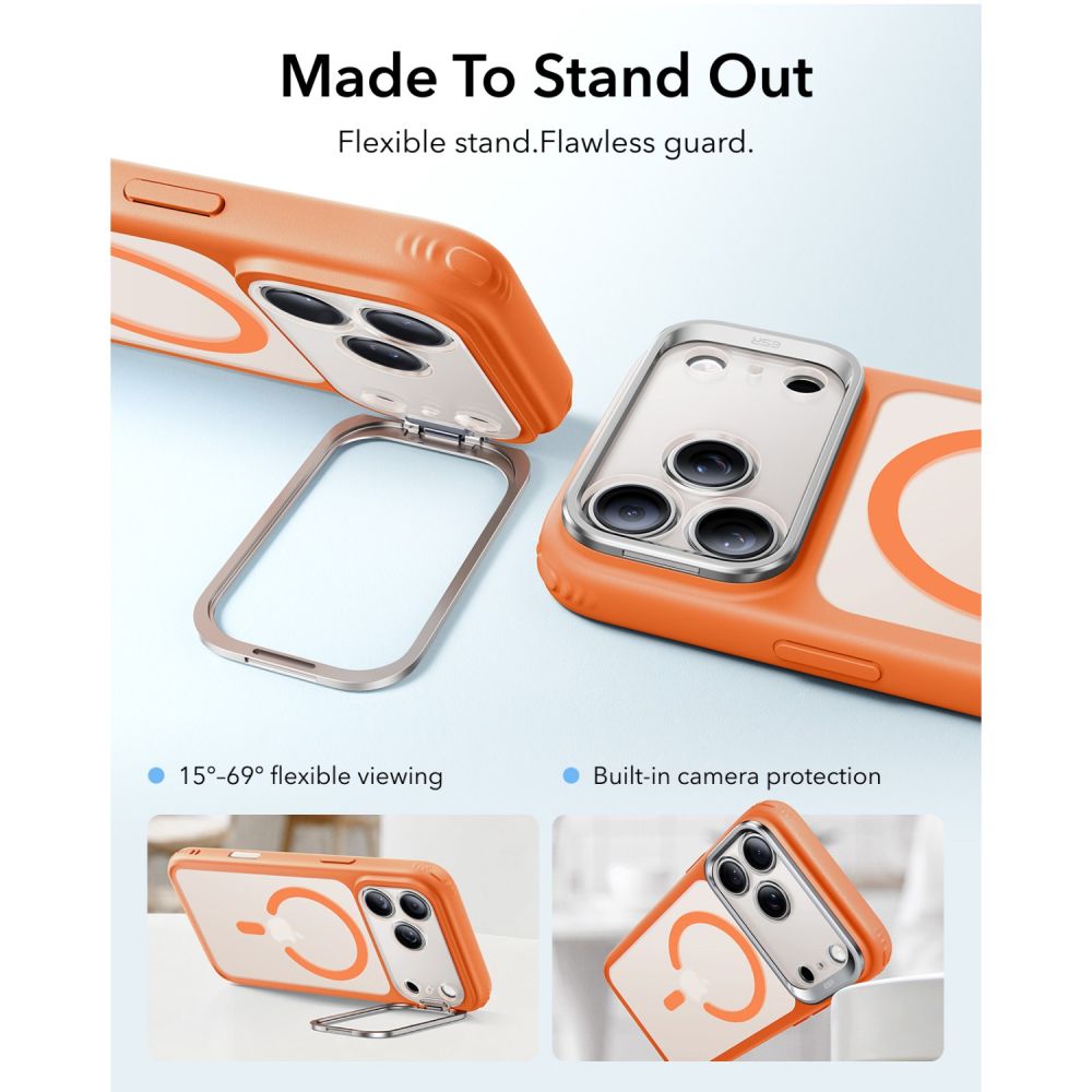 ESR Classic Hybrid-fodral med stöd och MagSafe för iPhone 18 Pro / 17 Pro – matt orange