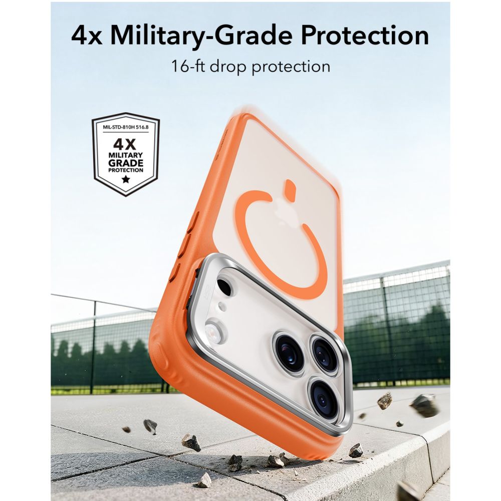 ESR Classic Hybrid-fodral med stöd och MagSafe för iPhone 18 Pro / 17 Pro – matt orange