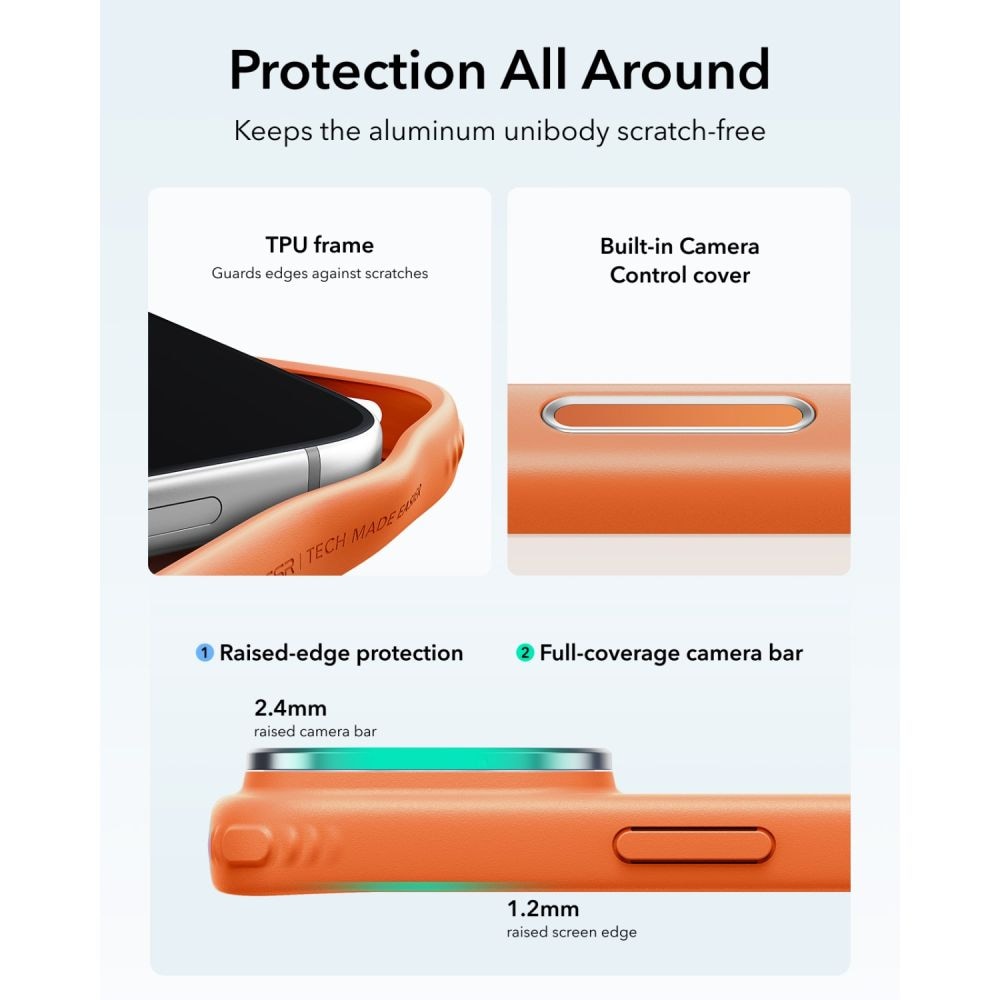 ESR Classic Hybrid-fodral med stöd och MagSafe för iPhone 18 Pro / 17 Pro – matt orange