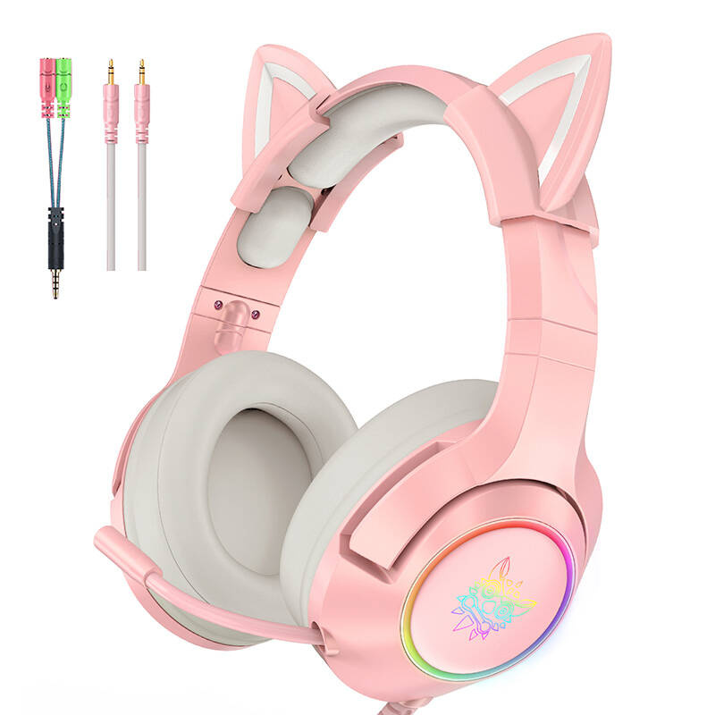 ONIKUMA K9 Rosa RGB Gaming-hörlurar